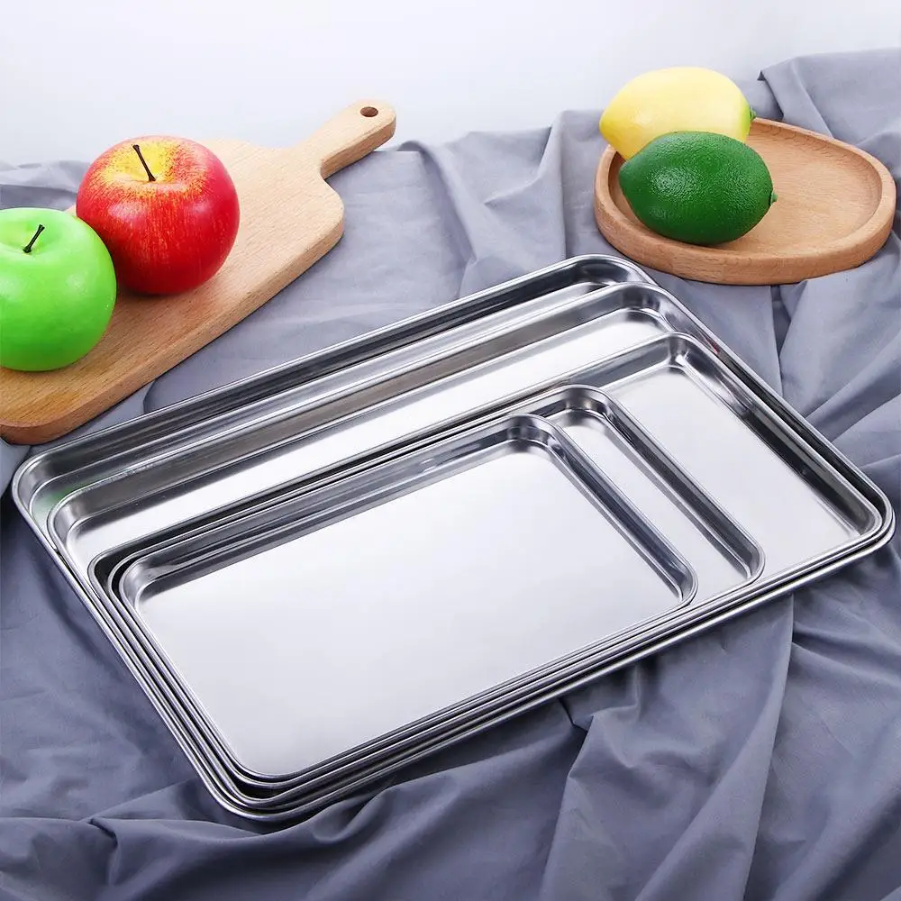 Bread For Toaster Oven Sturdy Rectangle Fruit Plate Stainless Steel Baking Tray Cake Dish Loaf Pan Cookie Sheets