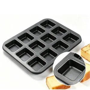 Brownie Pan with Dividers, 6/12-Cavity Carbon Steel Square Cupcake Muffin Pans Mini Bread Molds for Cake Cookies Oven Baking
