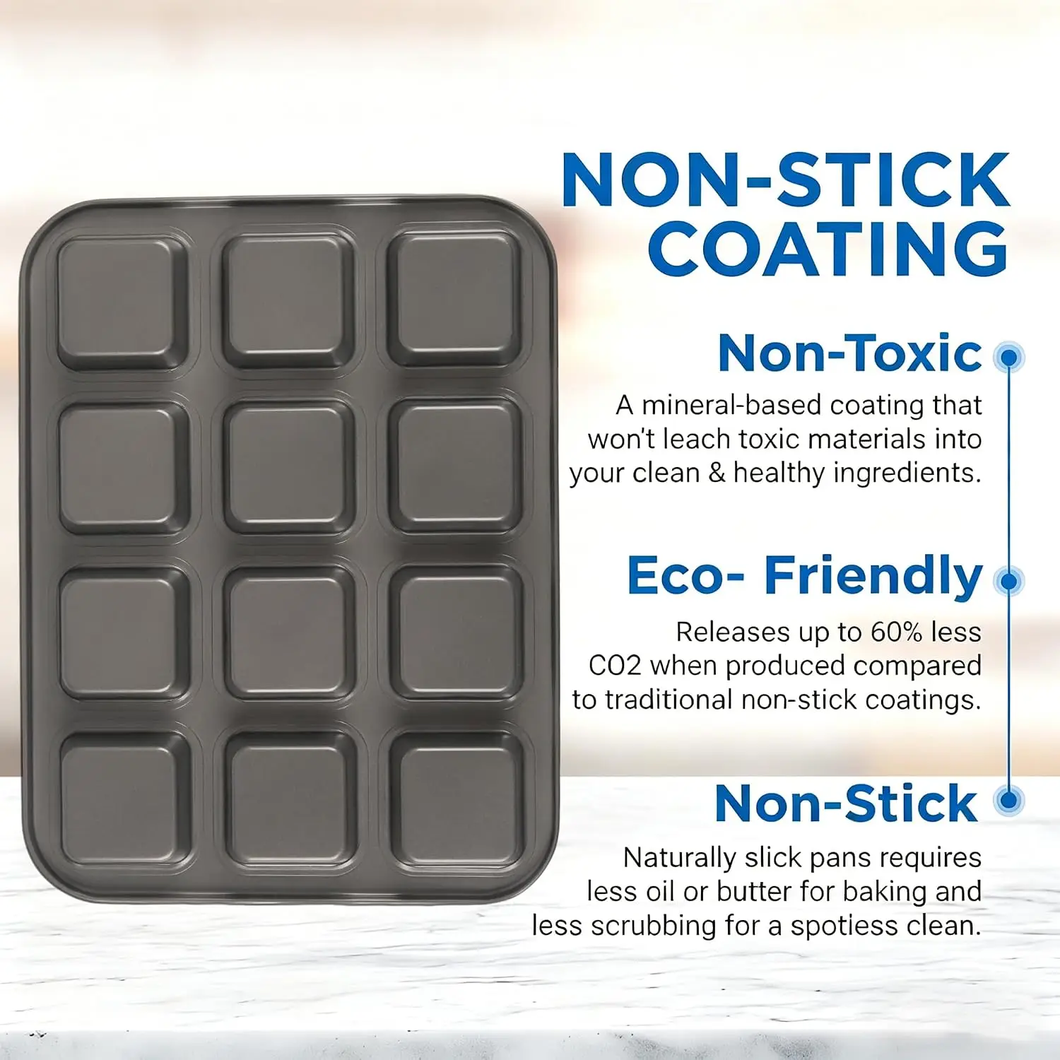 Brownie Pan with Dividers, 6/12-Cavity Carbon Steel Square Cupcake Muffin Pans Mini Bread Molds for Cake Cookies Oven Baking - Image 5