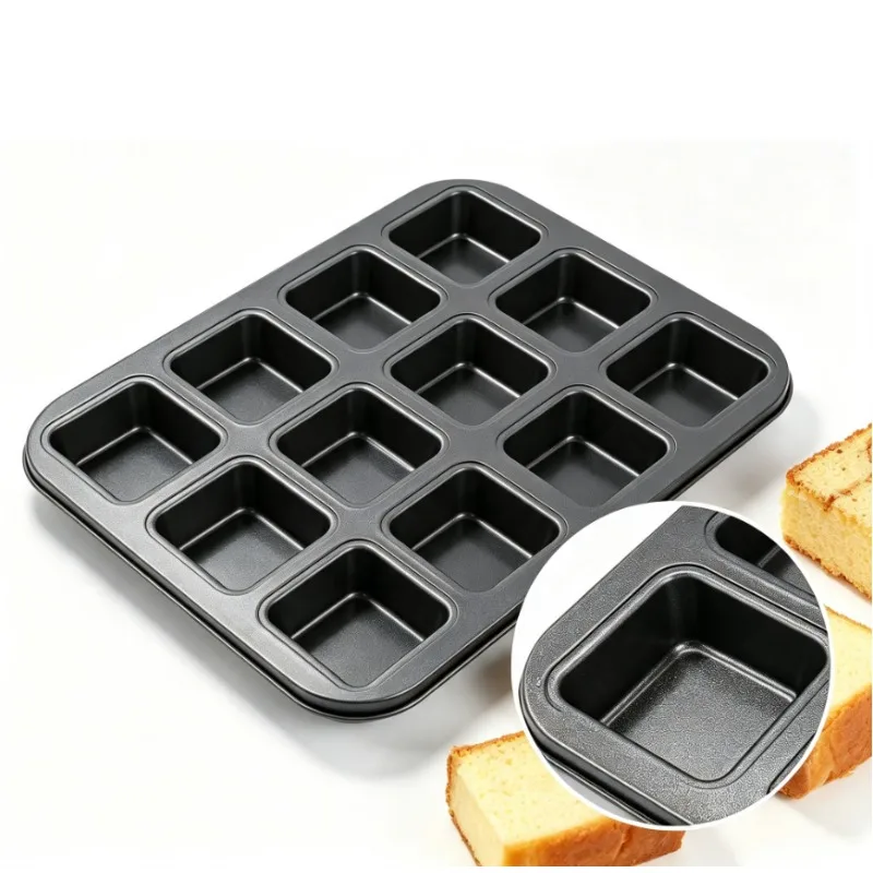 Brownie Pan with Dividers, 6/12-Cavity Carbon Steel Square Cupcake Muffin Pans Mini Bread Molds for Cake Cookies Oven Baking