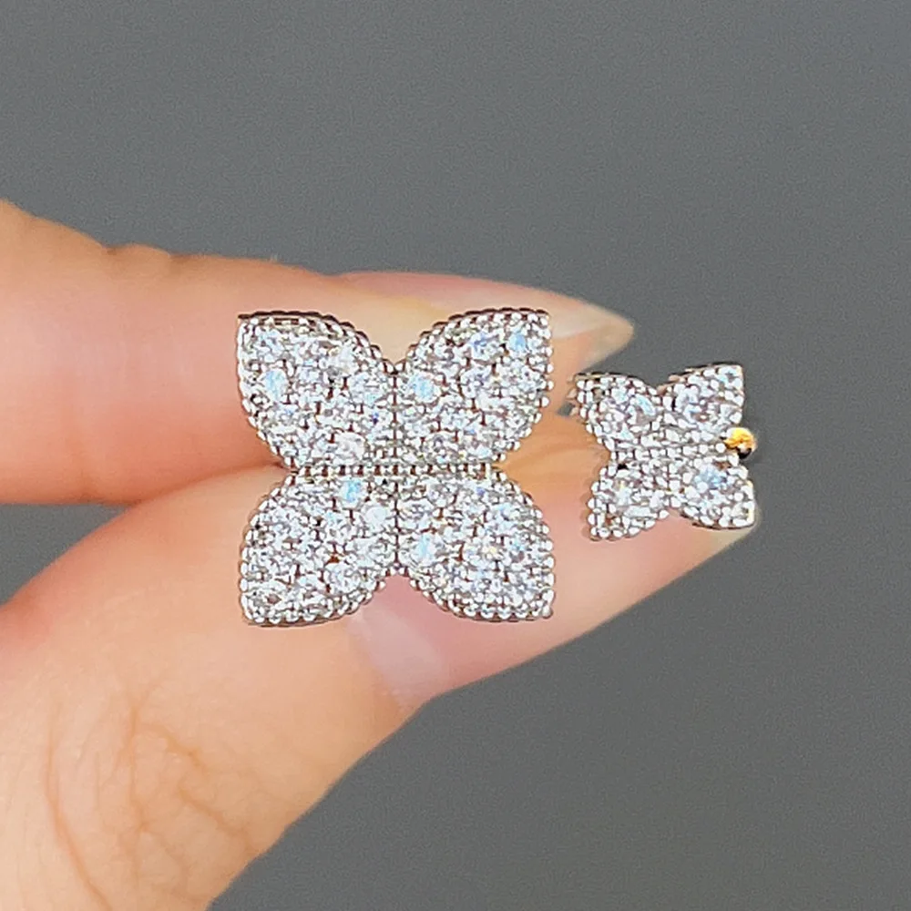 CAOSHI Chic Aesthetic Flower Opening Ring for Female Daily Party Accessories with Bright Zirconia Stylish Women Wedding Jewelry - Image 4