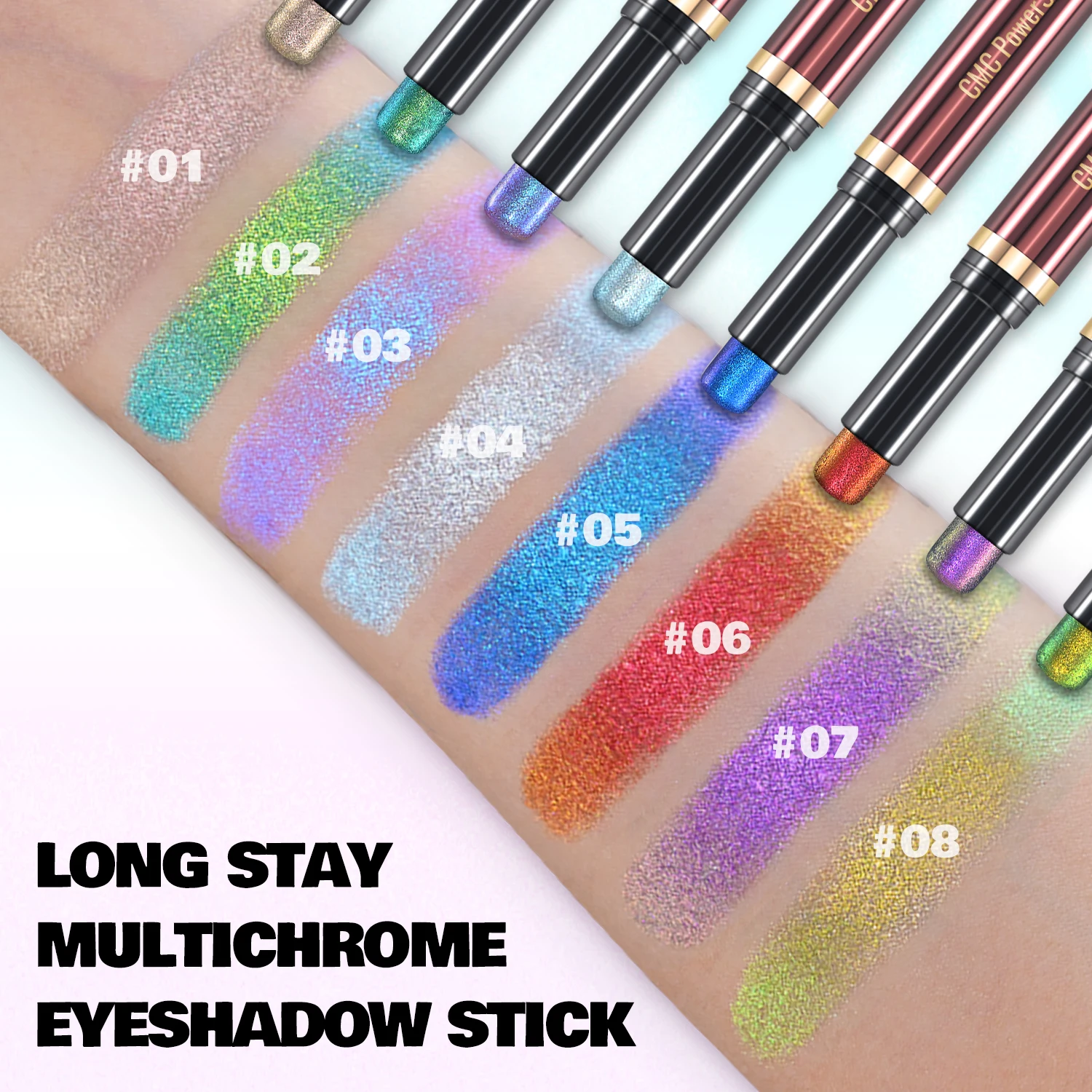 CHARMACY New Multichrome Eyeshadow Stick with Sponge Waterproof Long Lasting Glitter Eye Professional Maquillaje for Women - Image 3