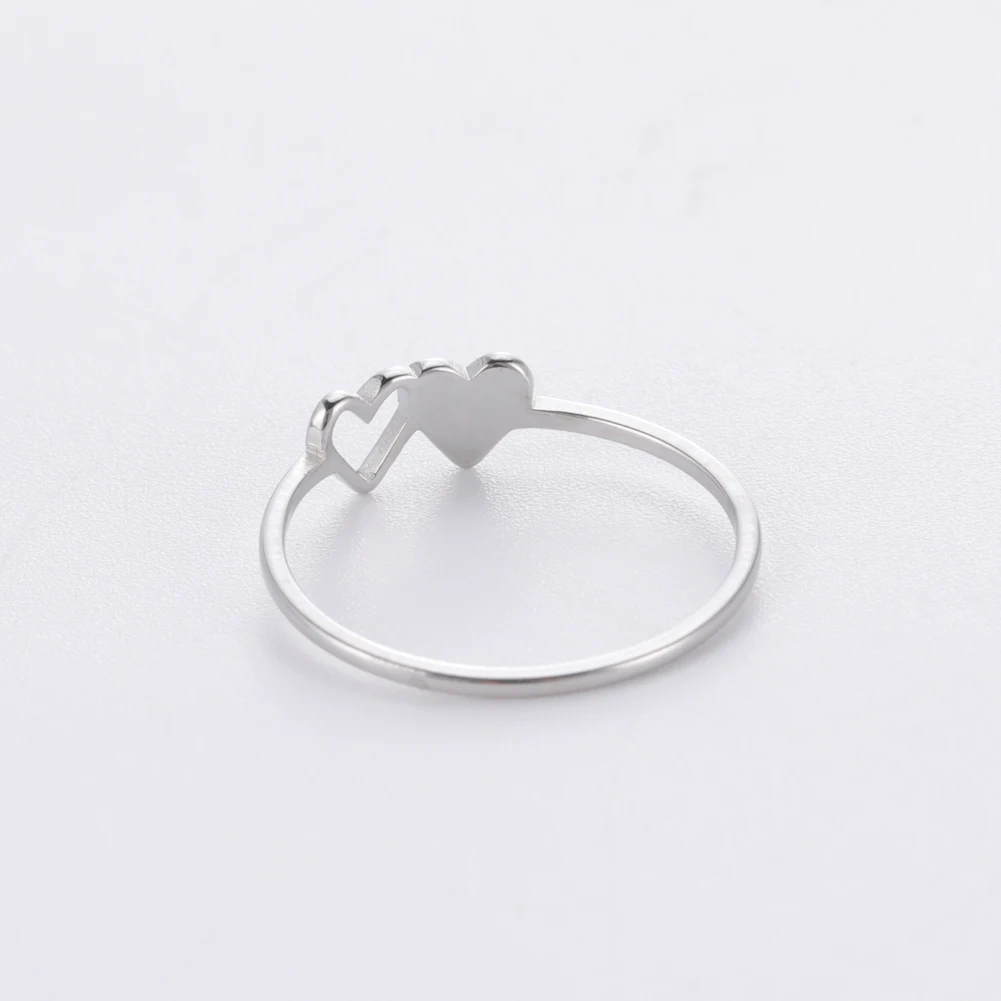 COOLTIME Initial Letter Ring for Women Stainless Steel A-Z Alphabet Double Heart Rings Simple Wedding Cheap Gift For Lover - Image 2