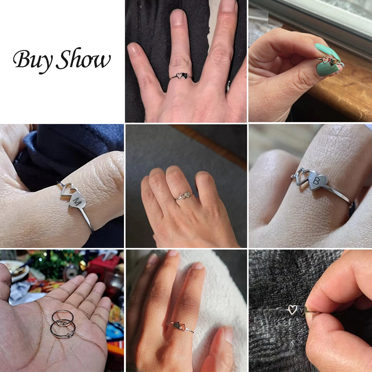 COOLTIME Initial Letter Ring for Women Stainless Steel A-Z Alphabet Double Heart Rings Simple Wedding Cheap Gift For Lover - Image 6