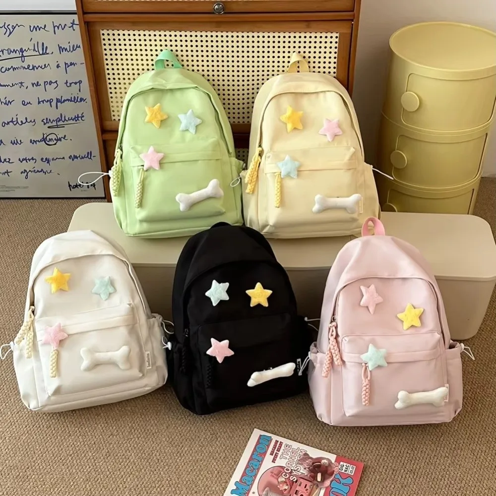 Canvas Backpack Adjustable Straps Zippered Closure School Bag Large Capacity Multi-Compartment Casual Cute Backpack Students - Image 3