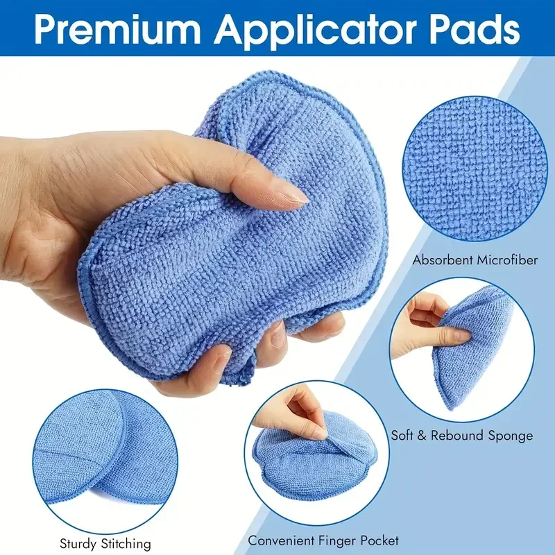 Car Detailing Applicator Pads Car Care Waxing Polish Sponges Soft Microfiber Round Pocket Foam Sponges Car Cleaning Tools - Image 2