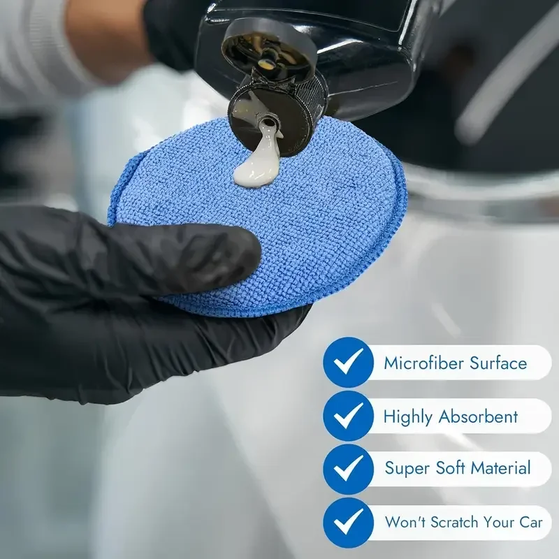 Car Detailing Applicator Pads Car Care Waxing Polish Sponges Soft Microfiber Round Pocket Foam Sponges Car Cleaning Tools - Image 4