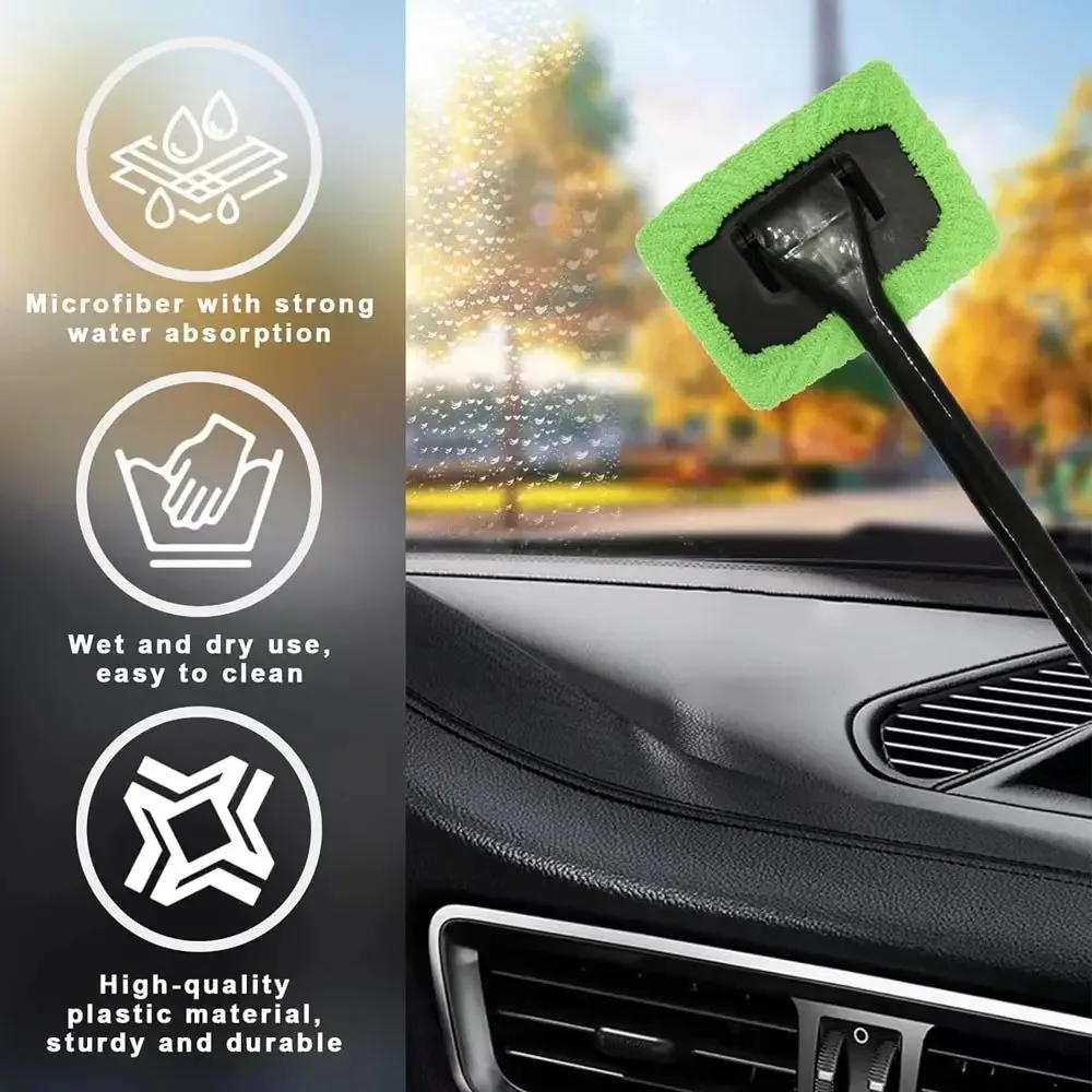 Car Window Cleaner Brush Kit with Long Handle Interior Windshield Auto Glass Wiper Cleaning Wash Tool for Vehicle Accessories - Image 3
