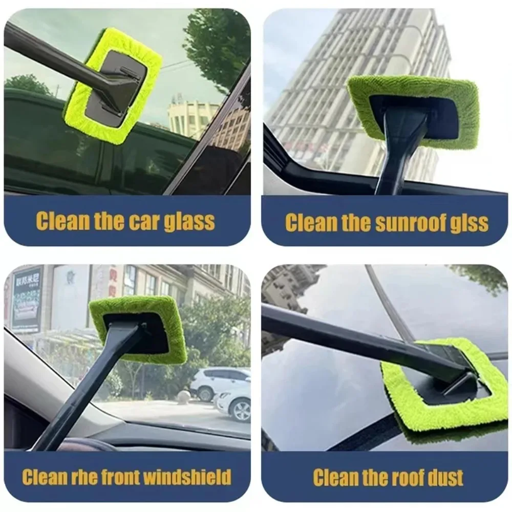 Car Window Cleaner Brush Kit with Long Handle Interior Windshield Auto Glass Wiper Cleaning Wash Tool for Vehicle Accessories - Image 4