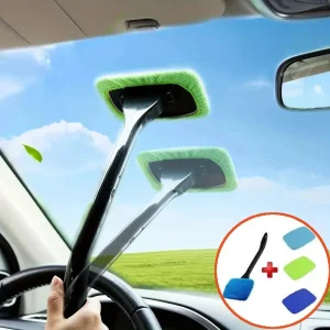Car Window Cleaner Brush Kit with Long Handle Interior Windshield Auto Glass Wiper Cleaning Wash Tool for Vehicle Accessories