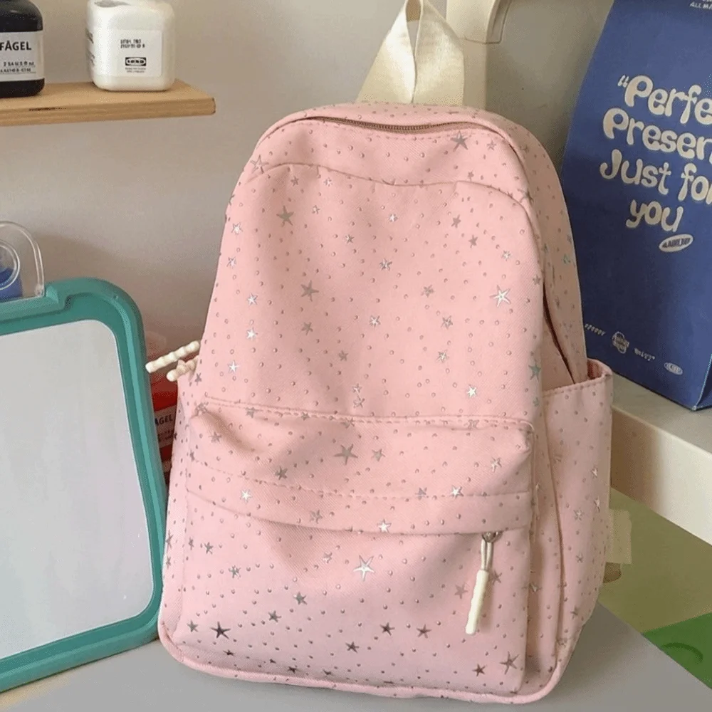 Casual Print Star Backpack Large Capacity Lightweight Nylon Backpack Shoulder Bag Korean Style Students School Bag Daily - Image 2