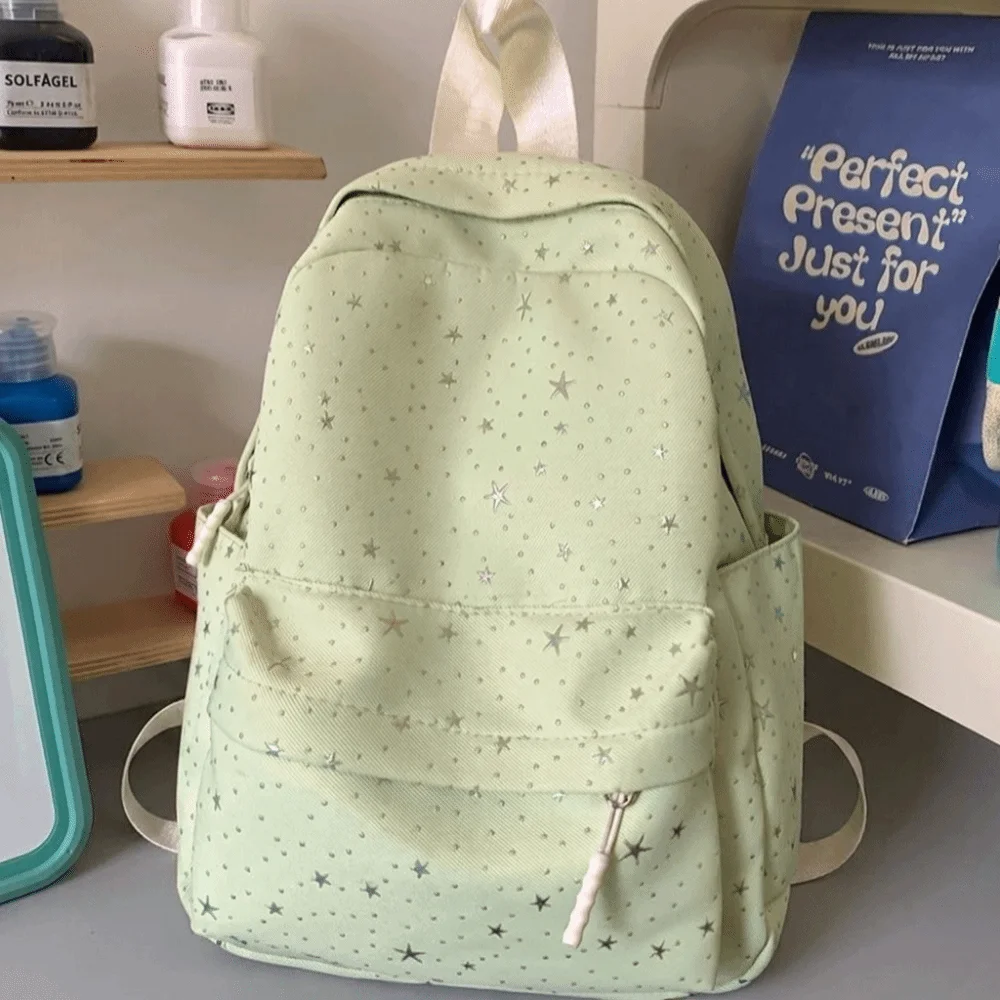 Casual Print Star Backpack Large Capacity Lightweight Nylon Backpack Shoulder Bag Korean Style Students School Bag Daily - Image 3