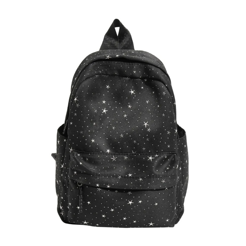 Casual Print Star Backpack Large Capacity Lightweight Nylon Backpack Shoulder Bag Korean Style Students School Bag Daily