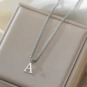 Cazador A-Z Initial Letter Box Chain Necklace for Men Stainless Steel Alphabet Pendant Man Chains Punk Jewelry Gift 2026