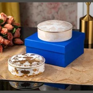 Ceramic jewelry box with lid, 13cm and 18cm jewelry storage boxes, multifunctional desktop container, high-end holiday gift box