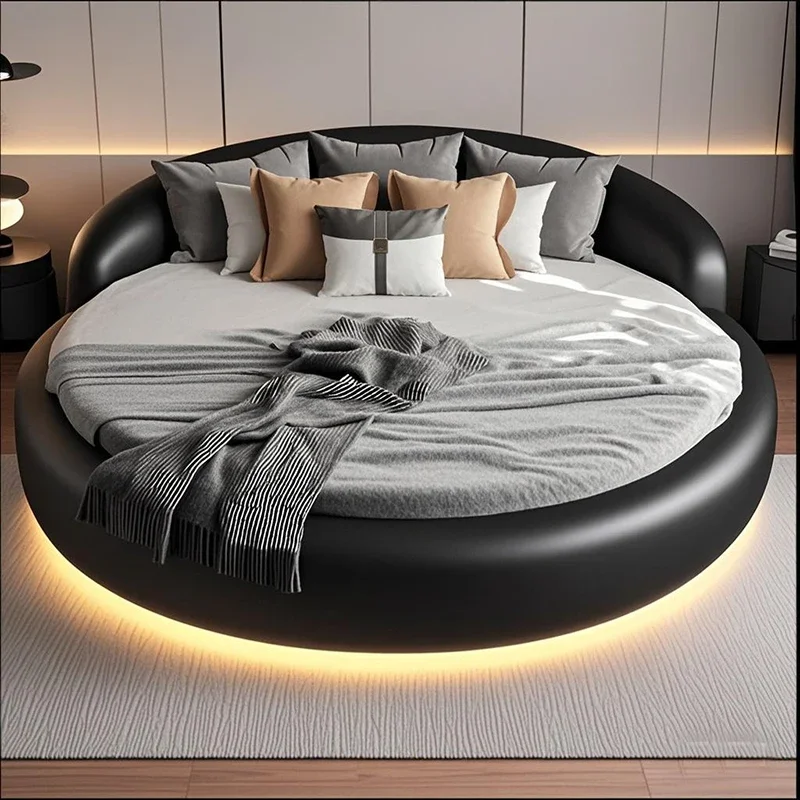 Cheap Elegant Double Bed Size Lamp Australia Circle Modern Double Bed Frame Style Floating Cama Matrimonial Furniture For Home - Image 2