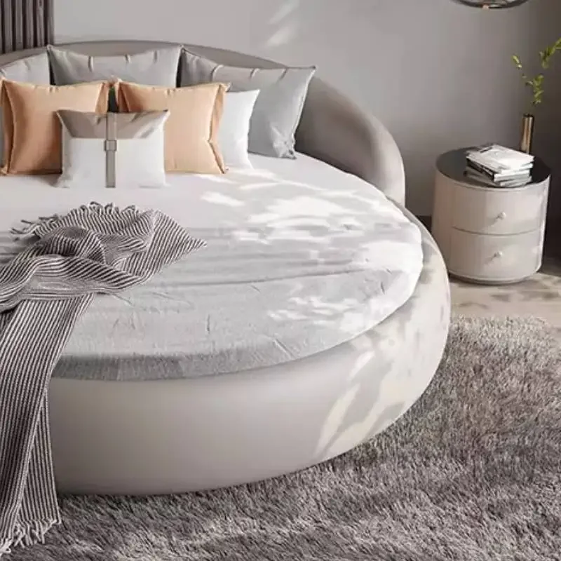Cheap Elegant Double Bed Size Lamp Australia Circle Modern Double Bed Frame Style Floating Cama Matrimonial Furniture For Home - Image 5