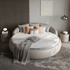 Cheap Elegant Double Bed Size Lamp Australia Circle Modern Double Bed Frame Style Floating Cama Matrimonial Furniture For Home