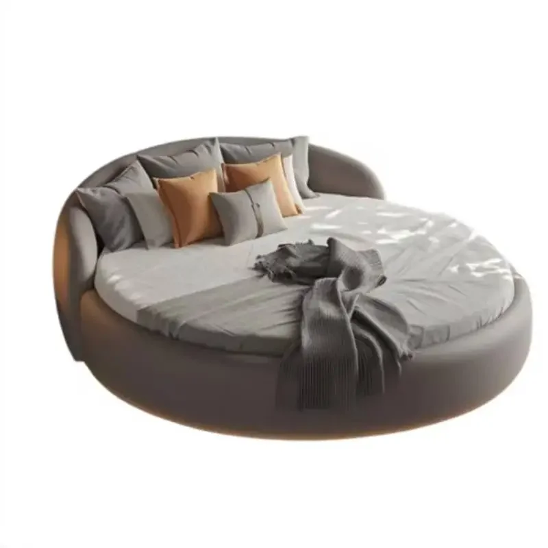 Cheap Elegant Double Bed Size Lamp Australia Circle Modern Double Bed Frame Style Floating Cama Matrimonial Furniture For Home - Image 6