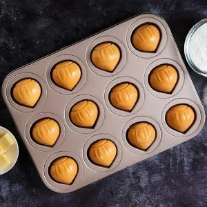 Chestnut Shaped Cake Baking Tray Non-Stick 12Grids Chiffon Cake Cooking Pan Durable Carbon Steel Cookie Chocolate Making Tool