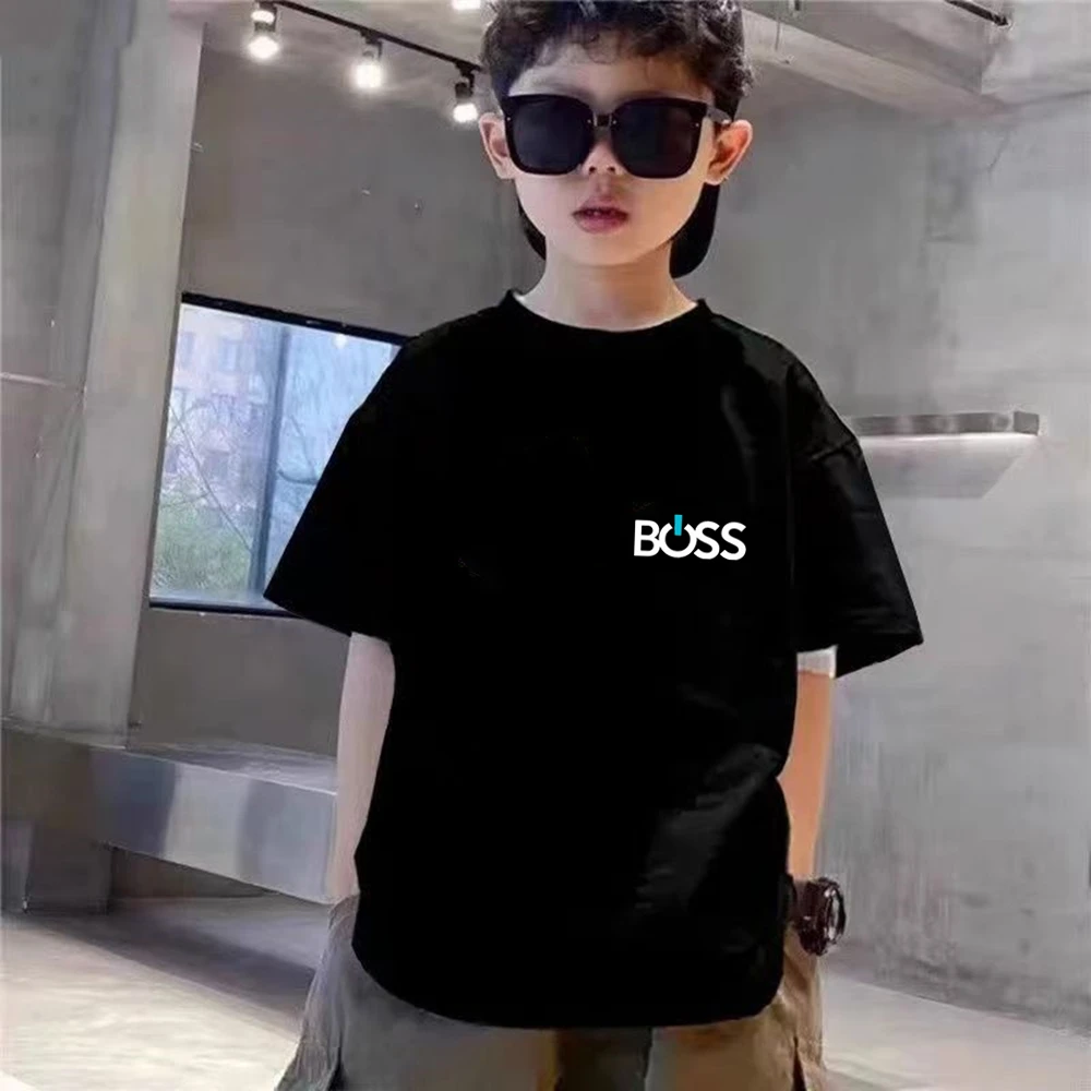 Child T-shirt Summer Short Sleeve Print Children Age 3-12 Girls Boy Set White Black Tshirt+Shorts 2pcs Leisure Fashion Kids Set - Image 4