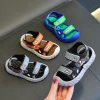 Children' Fashion Sport Sandals Geometric Patterns Breathable Wear-resistant Soft Shoes With Adjustable Velcro For Boys & Girls