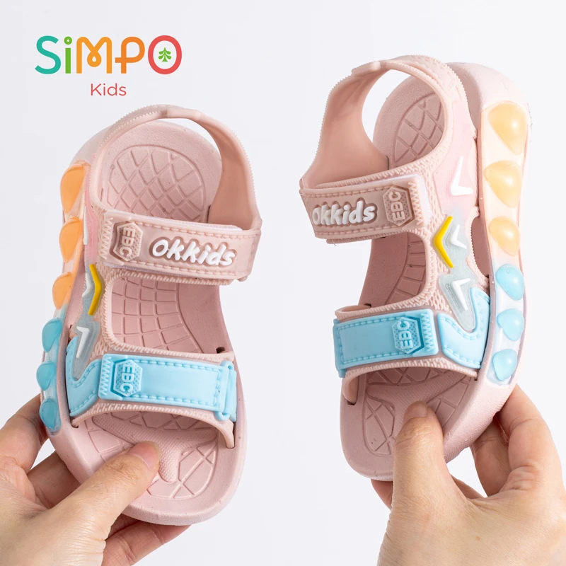Children' Fashion Sport Sandals Geometric Patterns Breathable Wear-resistant Soft Shoes With Adjustable Velcro For Boys & Girls - Image 5