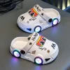 Children Slippers Summer New Boys Car Shaped Wheels Will Light Up Anti Slip Soft Bottom Baby Girls Beach Slippers