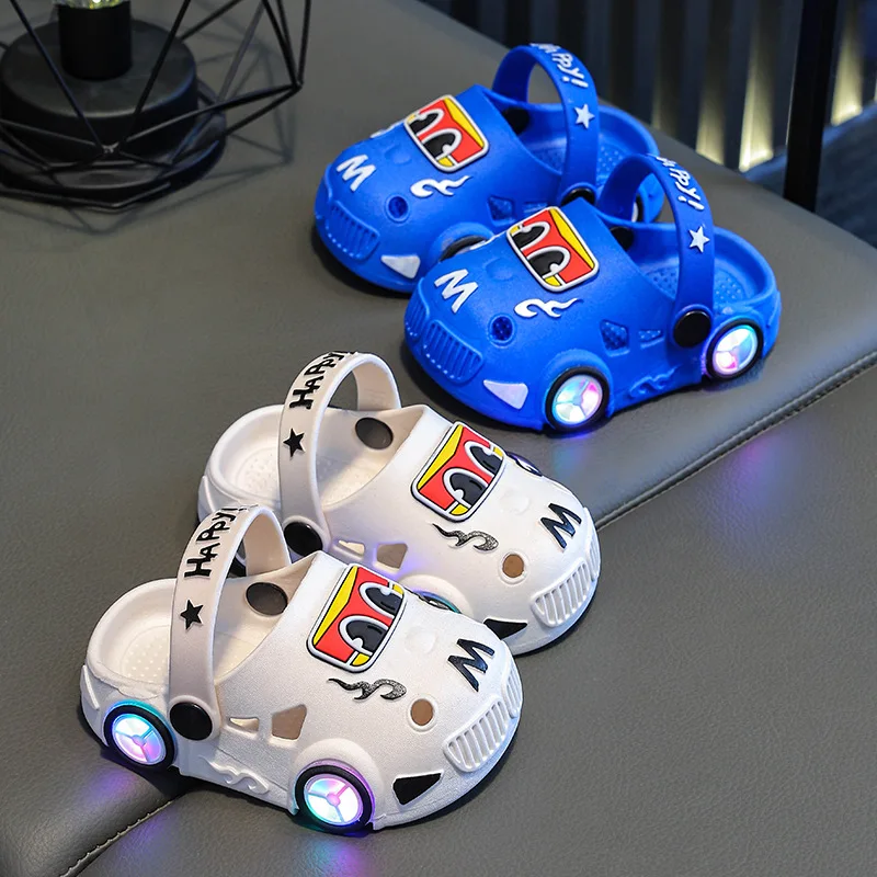 Children Slippers Summer New Boys Car Shaped Wheels Will Light Up Anti Slip Soft Bottom Baby Girls Beach Slippers - Image 5