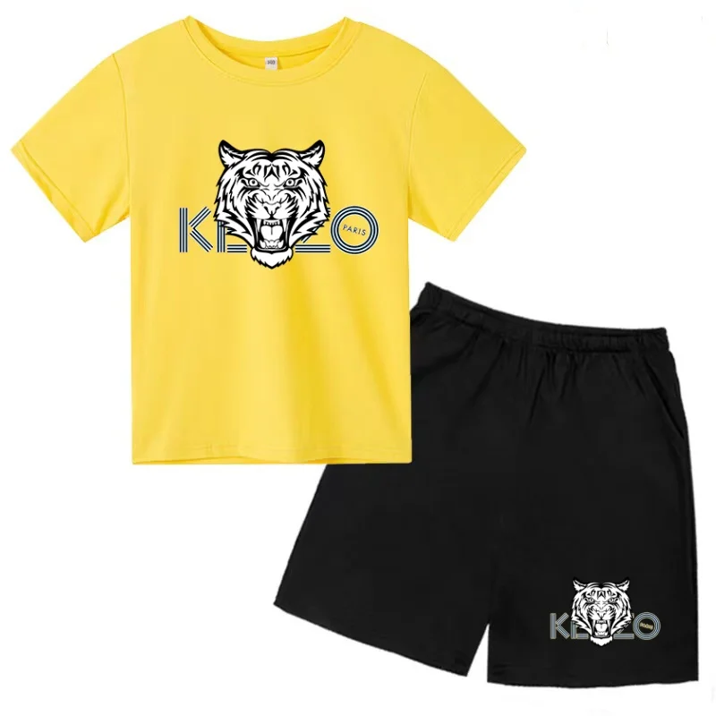 Children Summer Clothes Tiger Print T-shirt 3-12Yrs Boys Girls Short-sleeved Top+Shorts Casual Brand Fashion Sports Set Clothing - Image 5