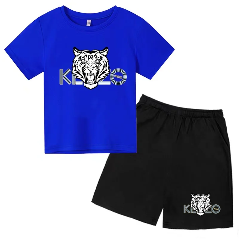 Children Summer Clothes Tiger Print T-shirt 3-12Yrs Boys Girls Short-sleeved Top+Shorts Casual Brand Fashion Sports Set Clothing - Image 6