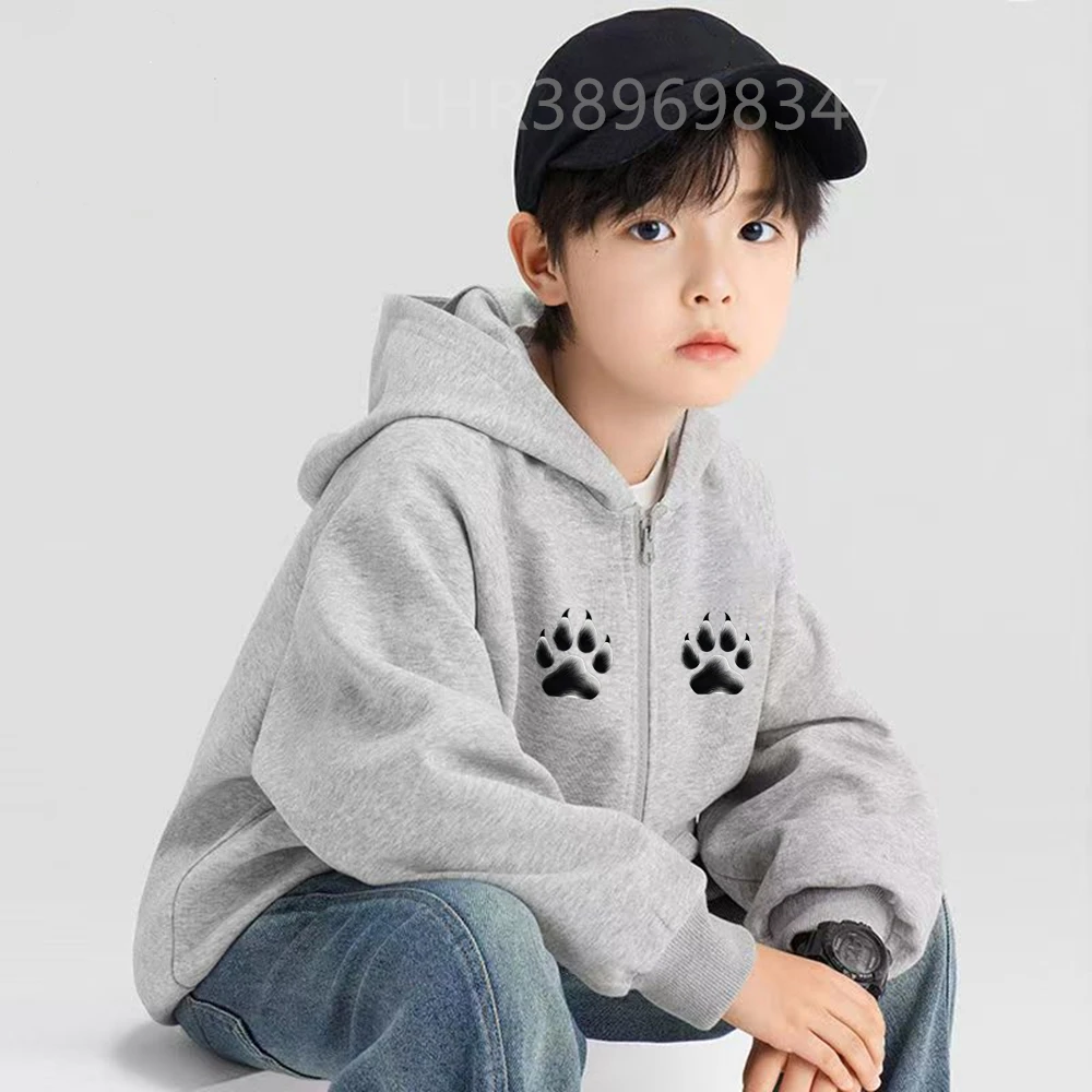 Children's Hoodie 3-12 Years Girl Boy Zip Up Cardigan Tops Cougar Print Pattern Pink Black Autumn Long Sleeve Clothing New - Image 5