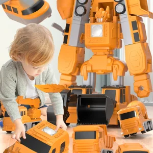 Children's Magnetic Toys Boys Building Block Assembly Construction Vehicles Deformable Robots Puzzle Toys Birthday Gift