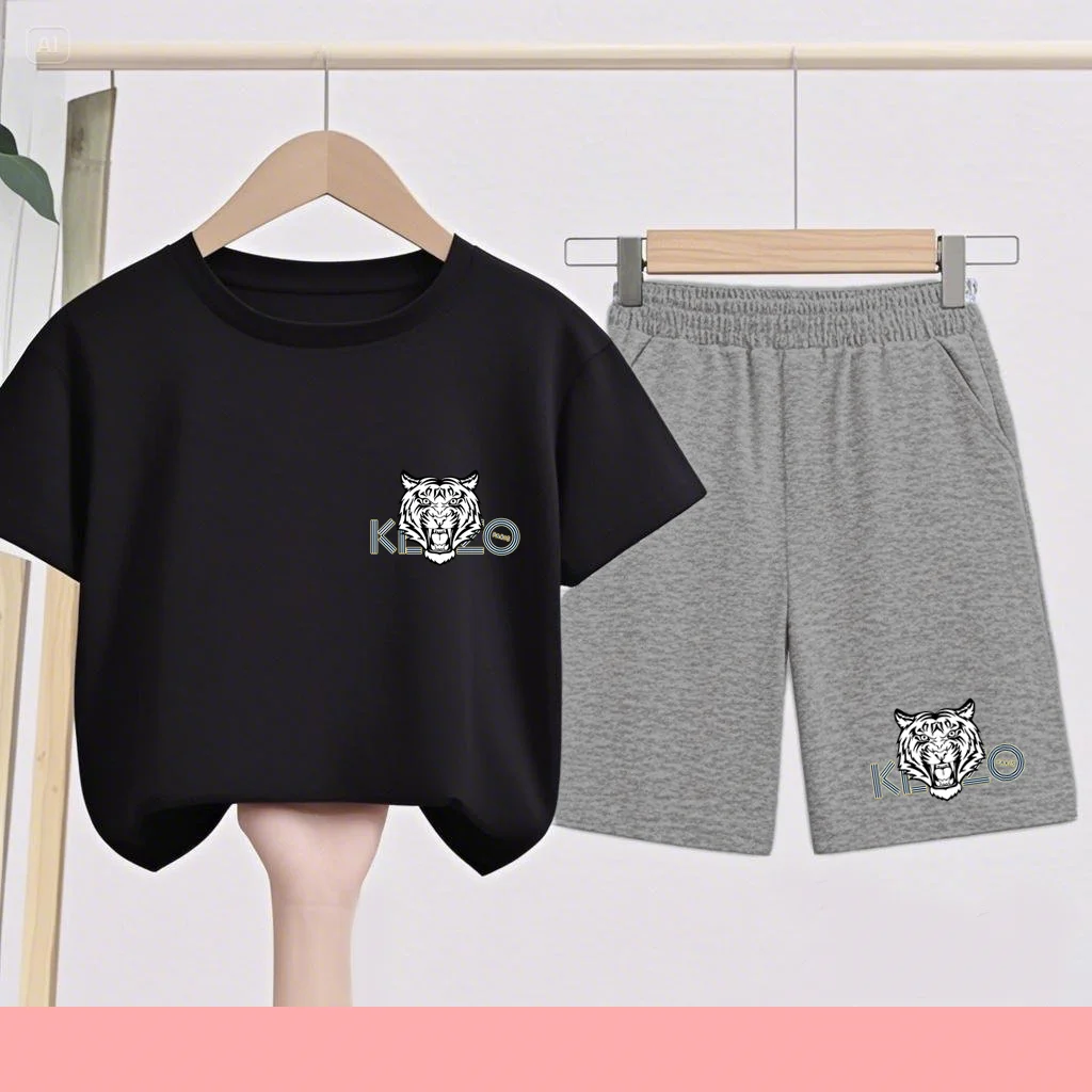 Children's Sportswear Set Featuring Cartoon Animation White T-shirt and Running Shirt Suitable for Cute Boys and Girls Aged3to13 - Image 2