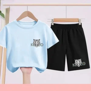 Children's Sportswear Set Featuring Cartoon Animation White T-shirt and Running Shirt Suitable for Cute Boys and Girls Aged3to13
