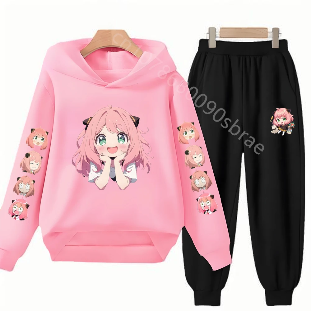 Children's Top and Bottom Suit Anime Spy X Family Hoodies Girls Boy Age 3-12 Coat Casual Toddler Sweatshirt Hood Clothing - Image 2