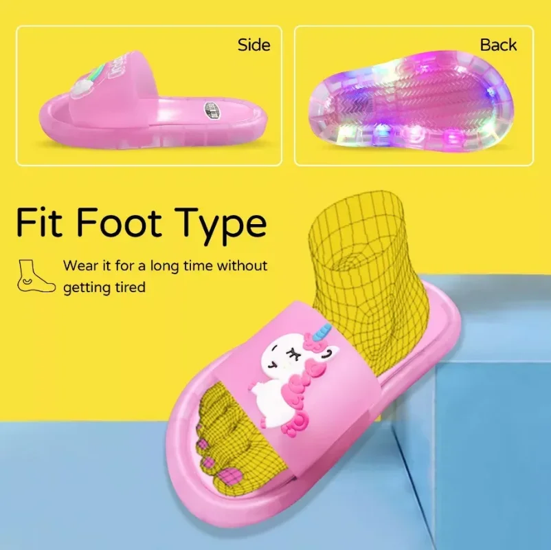 Children‘s Boys Girls Slippers Cartoon Unicorn Animals Prints Shoes Lighted Fashion Cute Shoes Bathroom Kids Toddler Slippers - Image 6