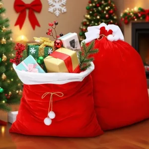Chirstmas Santa Claus Cosplay Gift Package Storage Bag Xmas Drawstring Red Velvet Candy Bag Christmas New Year Decortion Props