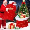 Chirstmas Santa Claus Gift Package Storage Bag Drawstring Red Velvet Candy Bag Xmas Cosplay Props Merry Christmas New Year Decor