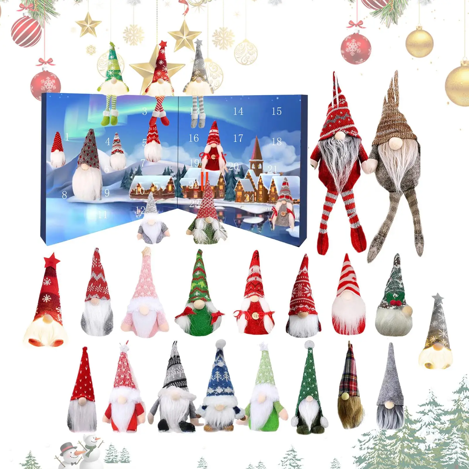 Christmas Advent Calendar 24-day Christmas Countdown Calendar Gnome Dolls Plush Toy 2026 New Year Holidays Kids Party Gifts Box - Image 2