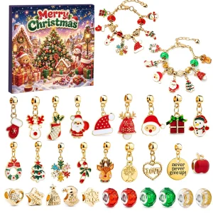 Christmas Advent Calender Gift Box DIY Gold Bead Bracelet 31days Countdown Advent Calendar Box New Year 2026 Christmas Gift
