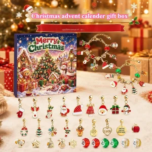 Christmas Advent Calender Gift Box DIY Gold Bead Bracelet 31days Countdown Advent Calendar Box New Year 2026 Christmas Gift