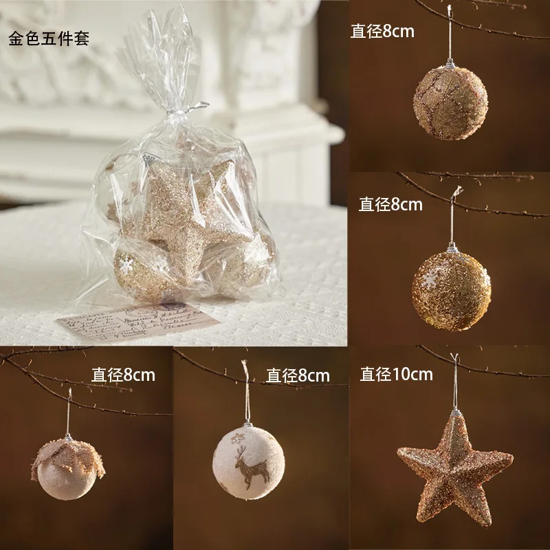 Christmas Ball Set Red Champagne Gold 5pcs/Lot Decoration Christmas Tree 15/20cm Tree Top Star Light Gift Pendant Foam Props - Image 3