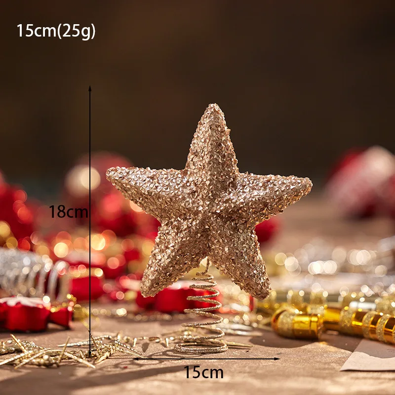 Christmas Ball Set Red Champagne Gold 5pcs/Lot Decoration Christmas Tree 15/20cm Tree Top Star Light Gift Pendant Foam Props - Image 5