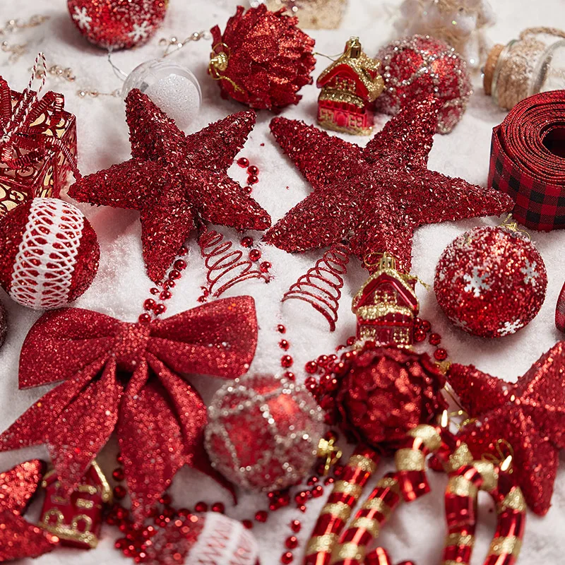 Christmas Ball Set Red Champagne Gold 5pcs/Lot Decoration Christmas Tree 15/20cm Tree Top Star Light Gift Pendant Foam Props