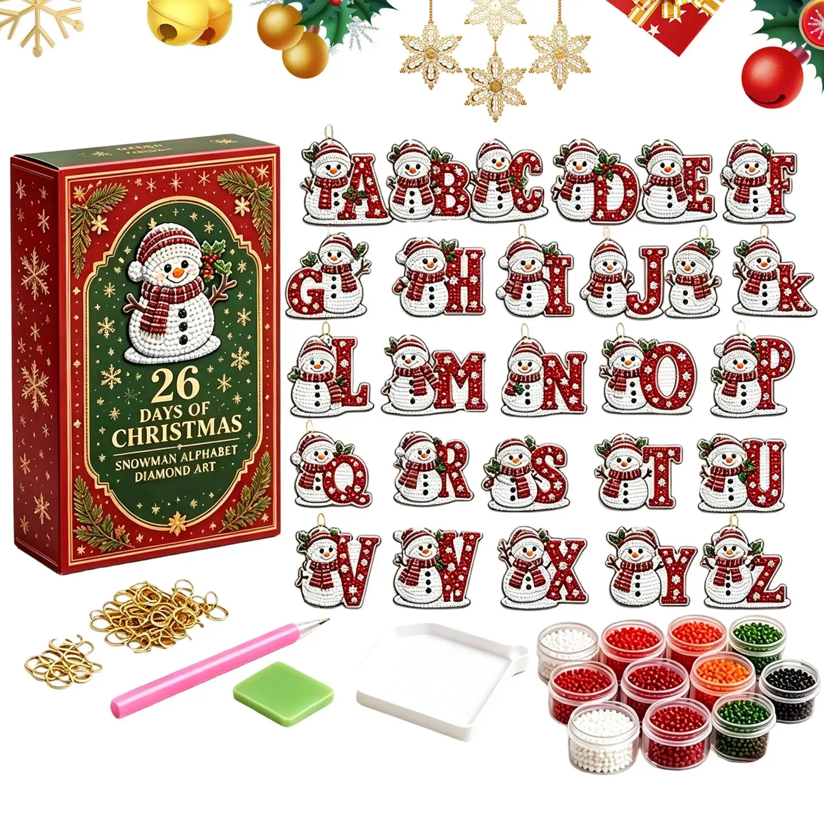 Christmas Calendar Advent 2026 26 Days Snowman DIY Craft Supplies 26 Days Of Countdown To Christmas Calendar For Kids Family