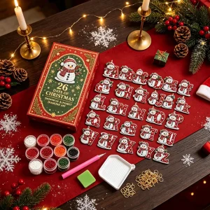 Christmas Calendar Advent 2026 26 Days Snowman DIY Craft Supplies Countdown Calendar Christmas Tree Ornaments For Kids Family