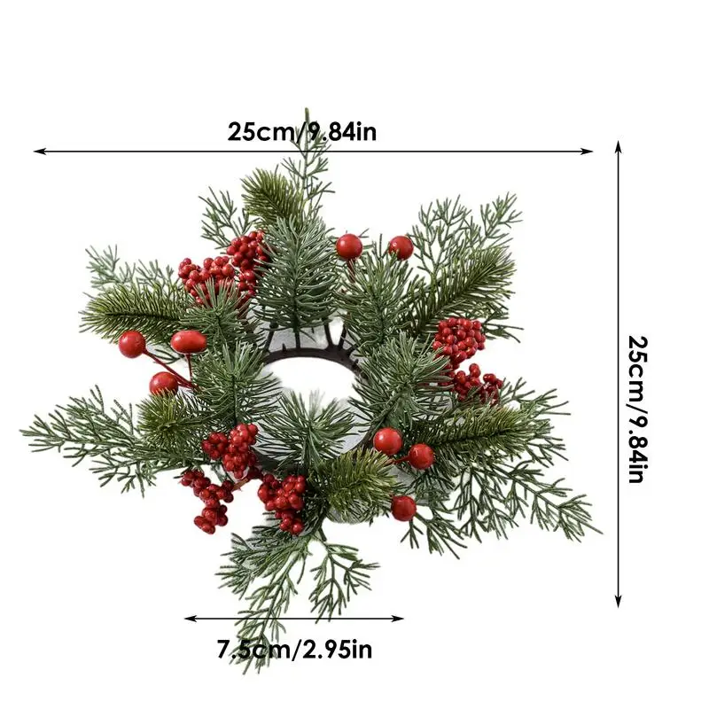 Christmas Candle Rings Table Decoration Christmas Wreath Candle Holder Ring Red Berries Table Centerpieces Candle Wreath - Image 6