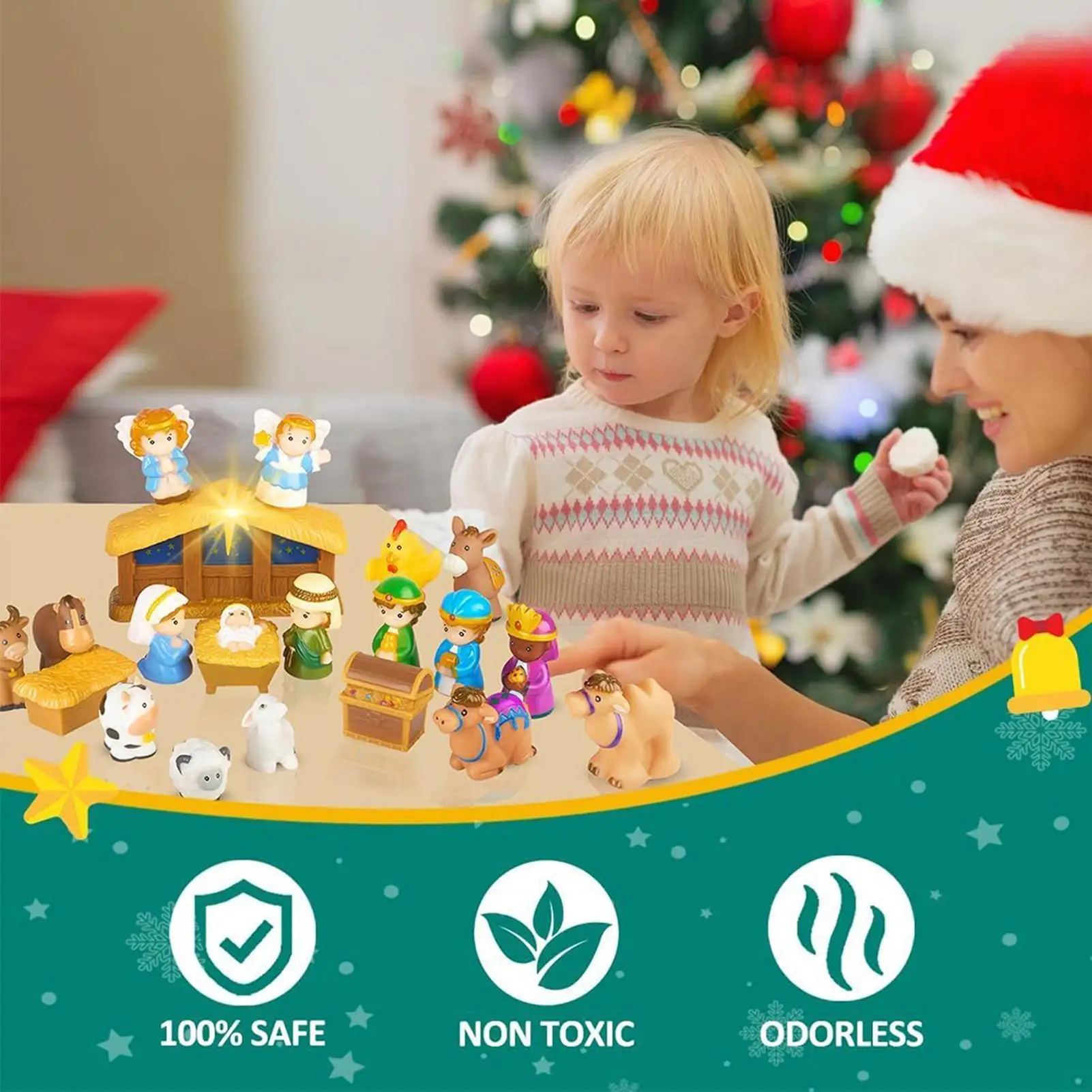 Christmas Countdown Advent 2026 Advent Nativity Toys Jesus Scene Christmas Calendar Toys For Kids Bedroom Living Room Classroom - Image 2