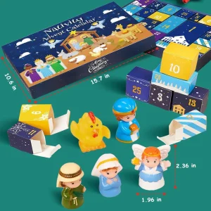 Christmas Countdown Advent 2026 Advent Nativity Toys Jesus Scene Christmas Calendar Toys For Kids Bedroom Living Room Classroom